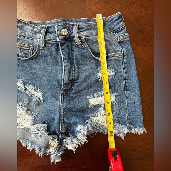 LUCKY & BLESSED Blue Jean Shorts Distressed High-Waisted - Picture 5 of 6